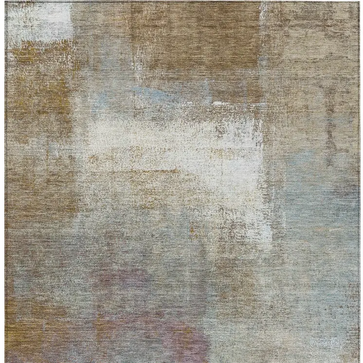 5' X 8' Brown Abstract Washable Indoor Outdoor Area Rug