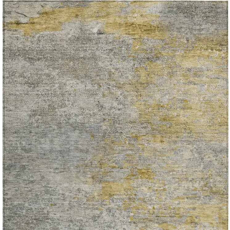 5' X 8' Gray Abstract Washable Indoor Outdoor Area Rug