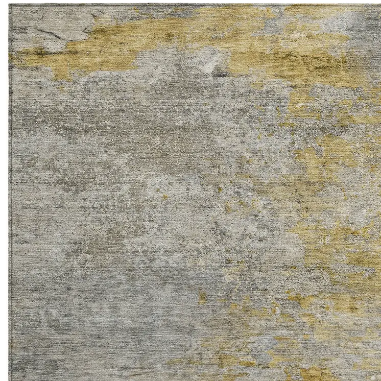 5' X 8' Gray Abstract Washable Indoor Outdoor Area Rug
