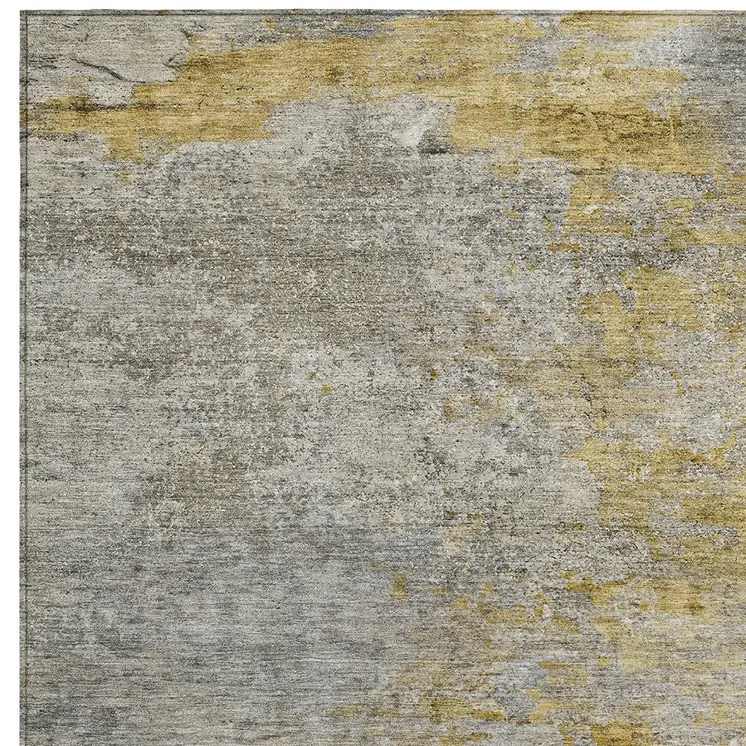 9' X 12' Gray Abstract Washable Indoor Outdoor Area Rug