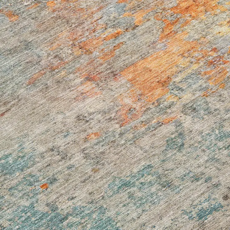 5' X 8' Teal Blue Abstract Washable Indoor Outdoor Area Rug