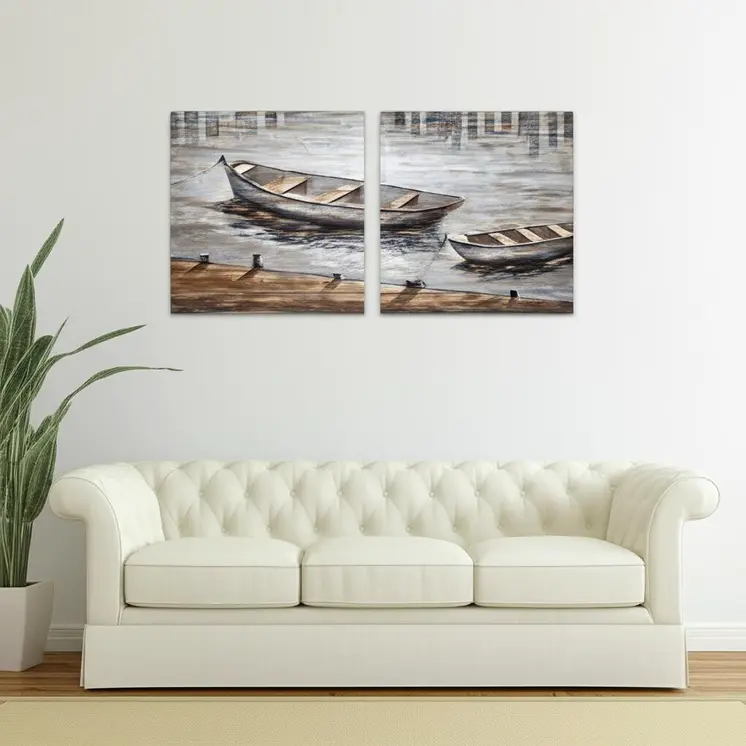 Set Of Two Creekside Diptych Hand Painted Unframed Wall Art