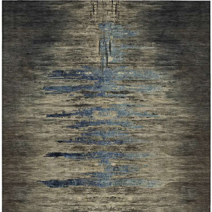 10' X 14' Coffee Abstract Washable Indoor Outdoor Area Rug