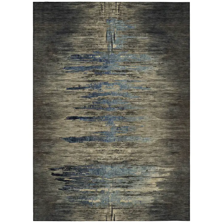 10' X 14' Coffee Abstract Washable Indoor Outdoor Area Rug