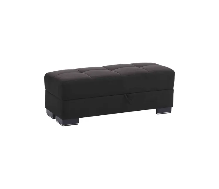 50" Black and Brown Microfiber Tufted Storage Ottoman