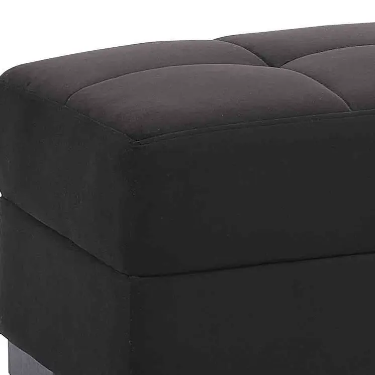 50" Black and Brown Microfiber Tufted Storage Ottoman