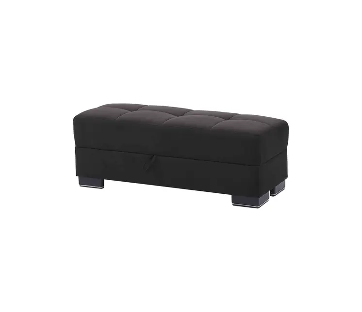 50" Black and Brown Microfiber Tufted Storage Ottoman