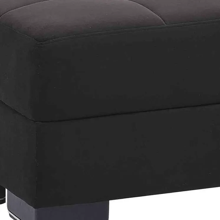 50" Black and Brown Microfiber Tufted Storage Ottoman