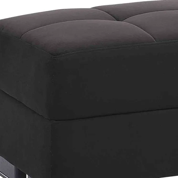 50" Black and Brown Microfiber Tufted Storage Ottoman