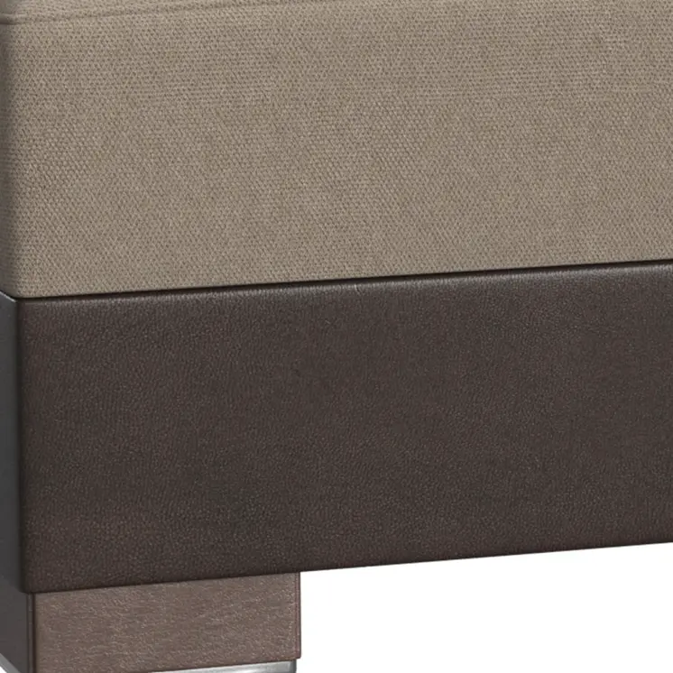 50" Tan and Brown Chenille And Faux Leather Storage Ottoman