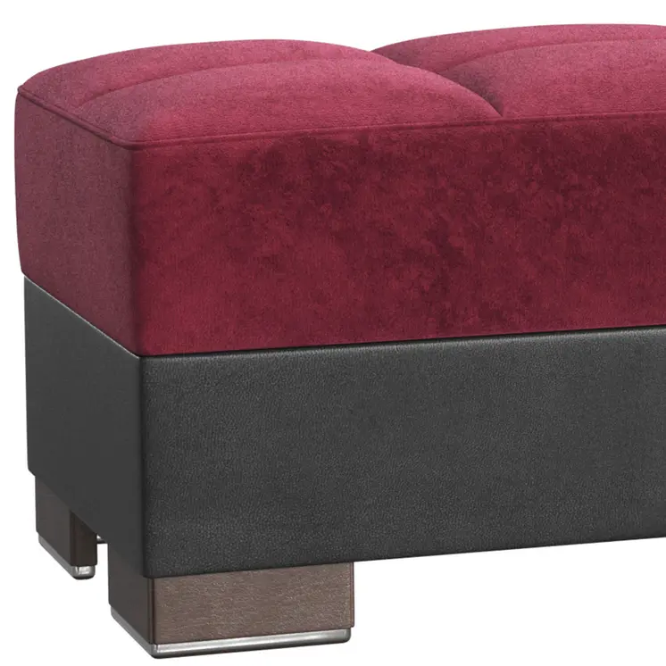 50" Burgundy Black Brown Microfiber Tufted Storage Ottoman