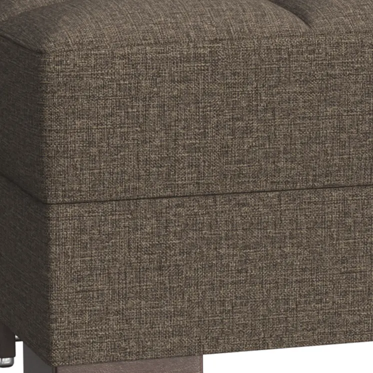 50" Brown Upholstered Tufted Fabric Storage Ottoman