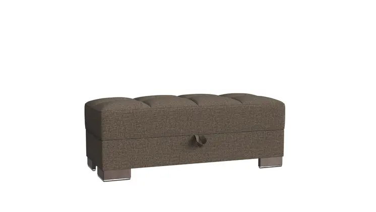 50" Brown Upholstered Tufted Fabric Storage Ottoman