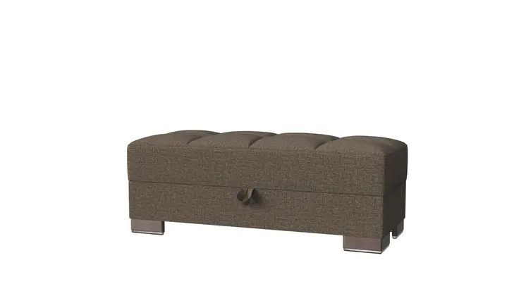 50" Brown Upholstered Tufted Fabric Storage Ottoman