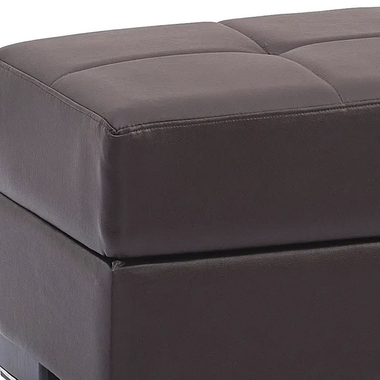 50" Brown Faux Leather Tufted Storage Ottoman