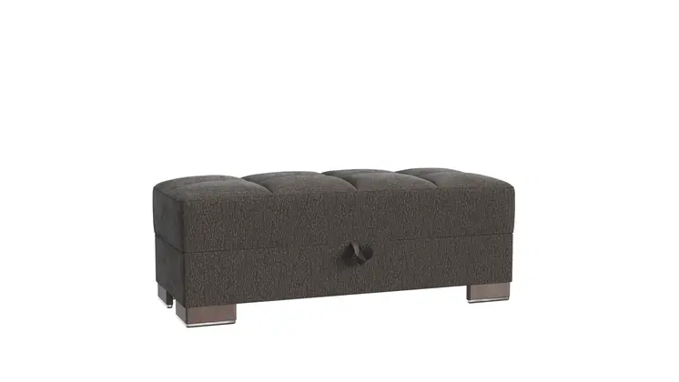 50" Gray and Brown Chenille Tufted Storage Ottoman