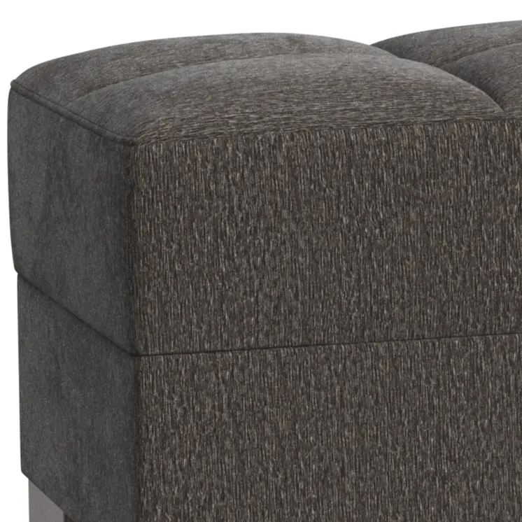 50" Gray and Brown Chenille Tufted Storage Ottoman