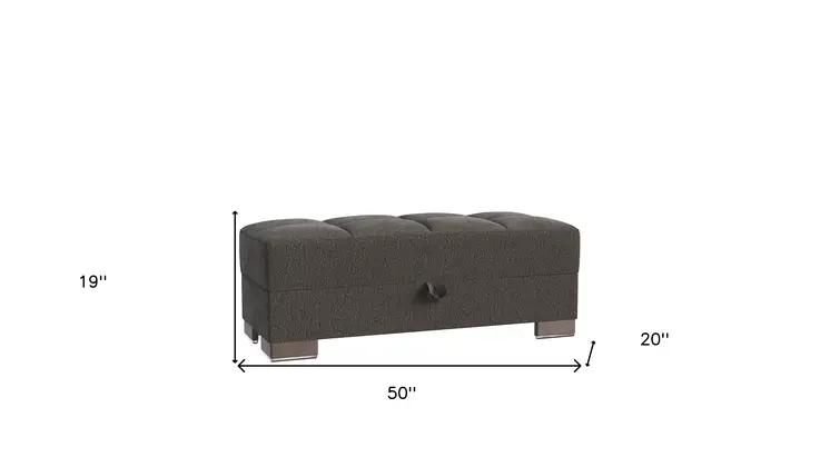 50" Gray and Brown Chenille Tufted Storage Ottoman