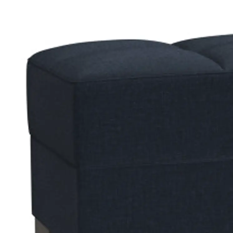 52" Dark Blue and Brown Chenille Tufted Storage Ottoman