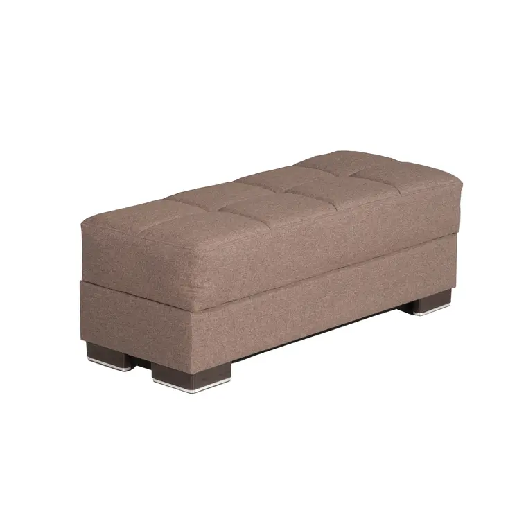52" Brown Chenille Tufted Storage Ottoman