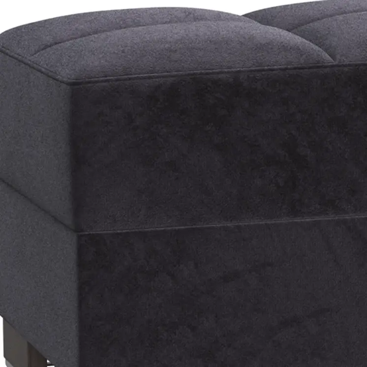 52" Black and Brown Microfiber Tufted Storage Ottoman
