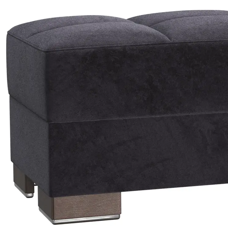 52" Black and Brown Microfiber Tufted Storage Ottoman