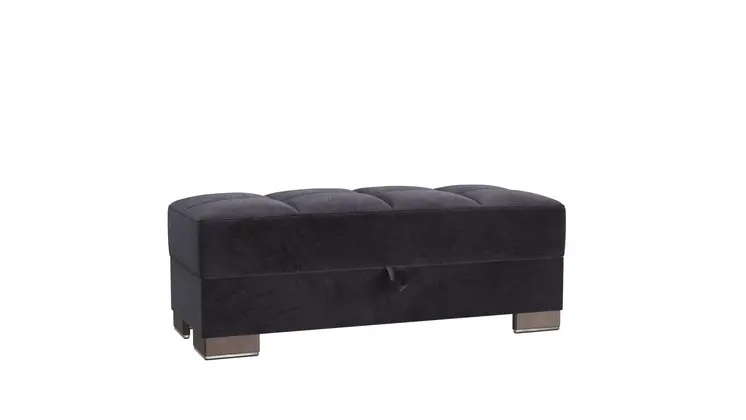 52" Black and Brown Microfiber Tufted Storage Ottoman