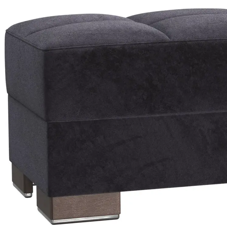 52" Black and Brown Microfiber Tufted Storage Ottoman