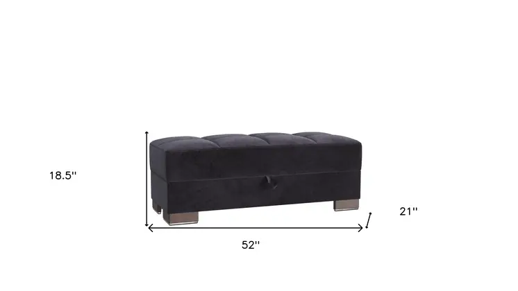 52" Black and Brown Microfiber Tufted Storage Ottoman