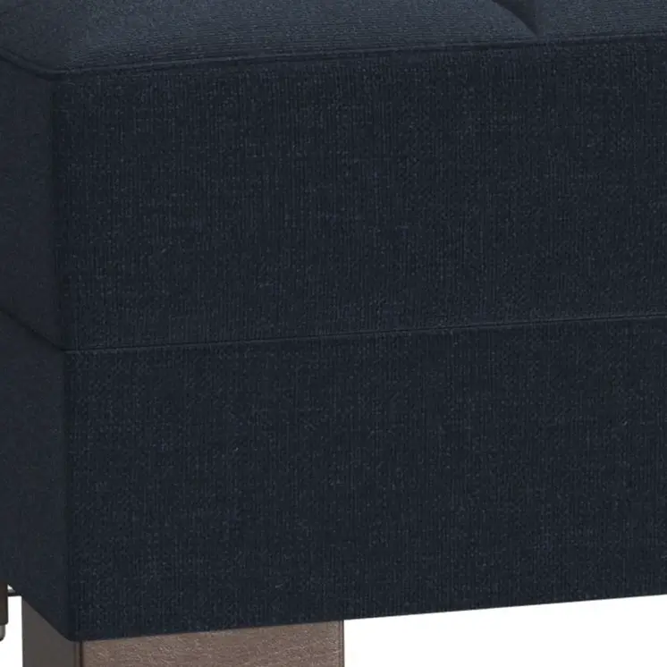 52" Dark Blue and Brown Chenille Tufted Storage Ottoman
