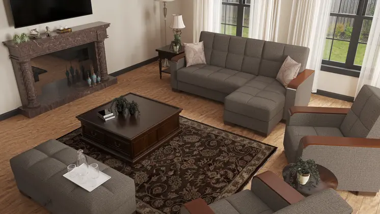 52" Brown Chenille Tufted Storage Ottoman
