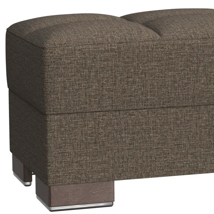 52" Brown Chenille Tufted Storage Ottoman