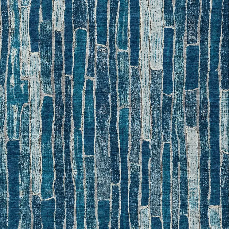 3' X 5' Blue And Light Blue Striped Washable Indoor Outdoor Area Rug