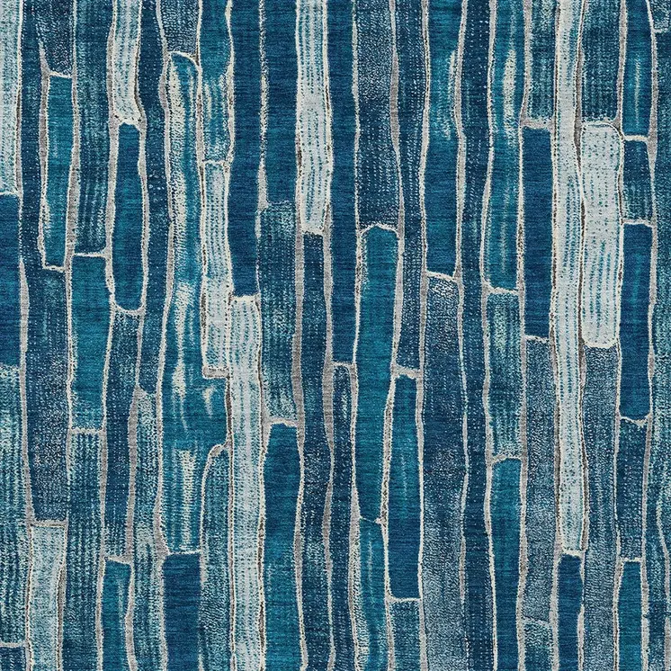 9' X 12' Blue And Light Blue Striped Washable Indoor Outdoor Area Rug