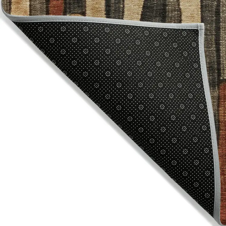 5' X 8' Coffee And Brown Striped Washable Indoor Outdoor Area Rug