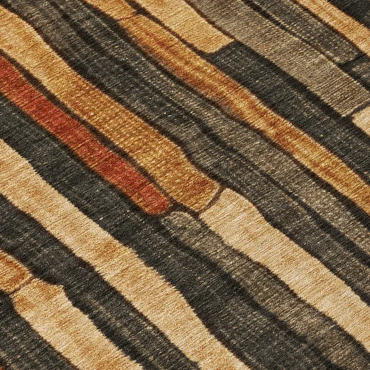 8' Coffee And Brown Round Striped Washable Indoor Outdoor Area Rug