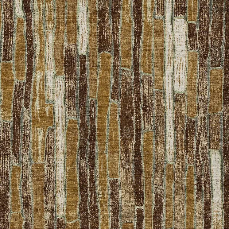 9' X 12' Brown Golden Brown And Beige Striped Washable Indoor Outdoor Area Rug