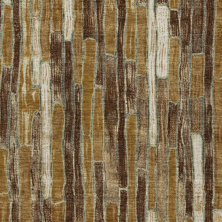10' X 14' Brown Golden Brown And Beige Striped Washable Indoor Outdoor Area Rug