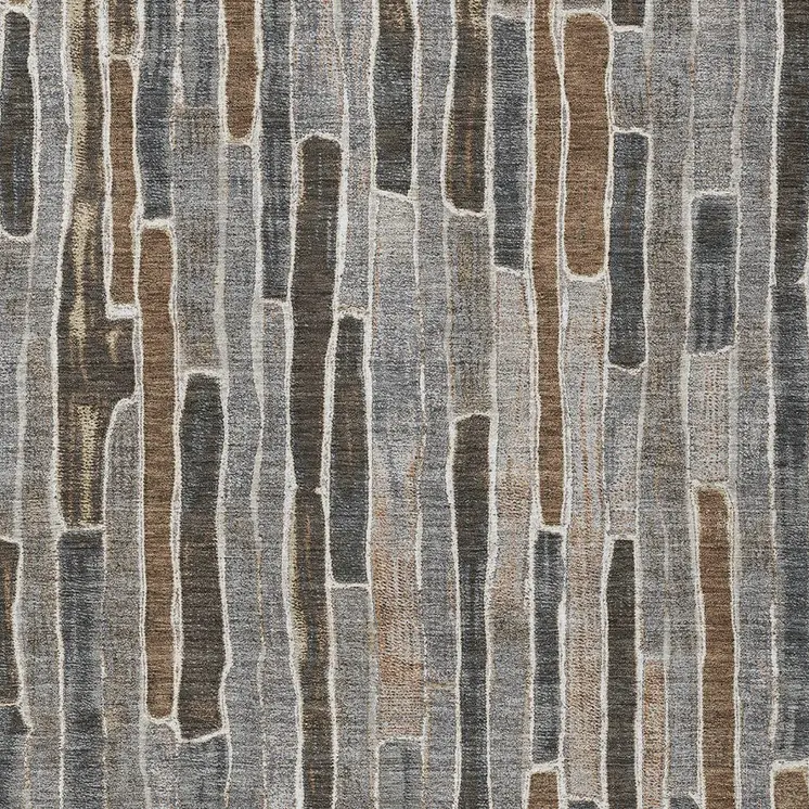 9' X 12' Pewter And Brown Striped Washable Indoor Outdoor Area Rug