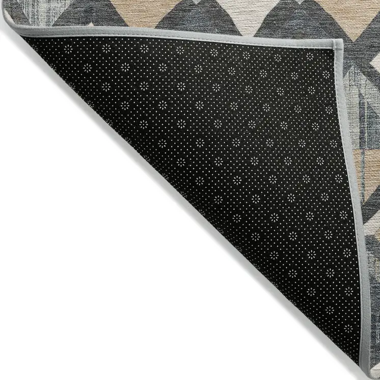 5' X 8' Graphite And Cream Geometric Washable Indoor Outdoor Area Rug