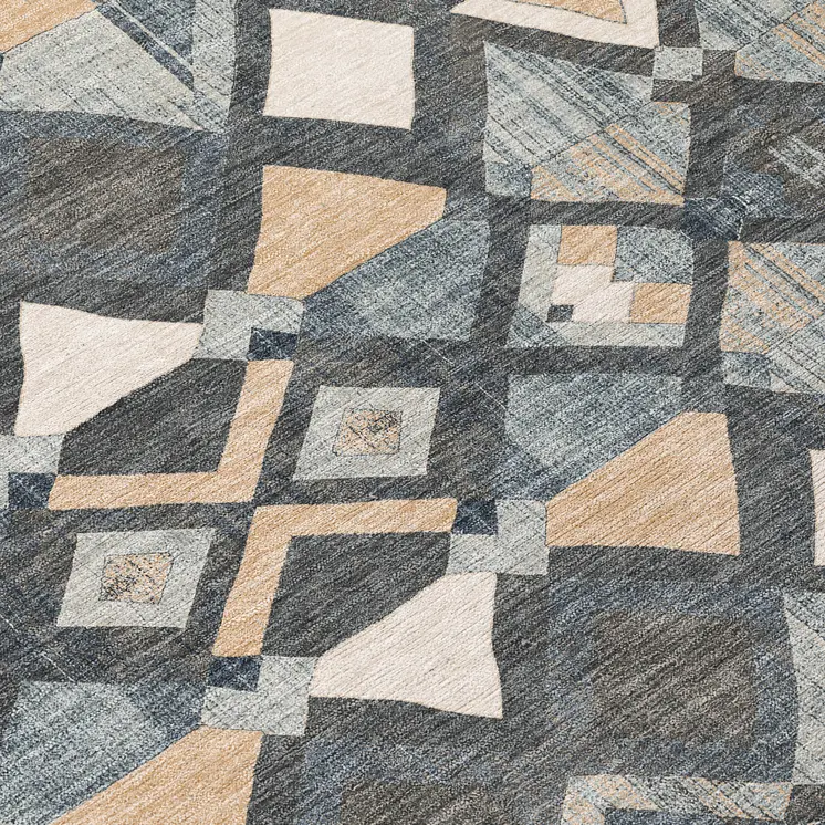 10' X 14' Graphite And Cream Geometric Washable Indoor Outdoor Area Rug
