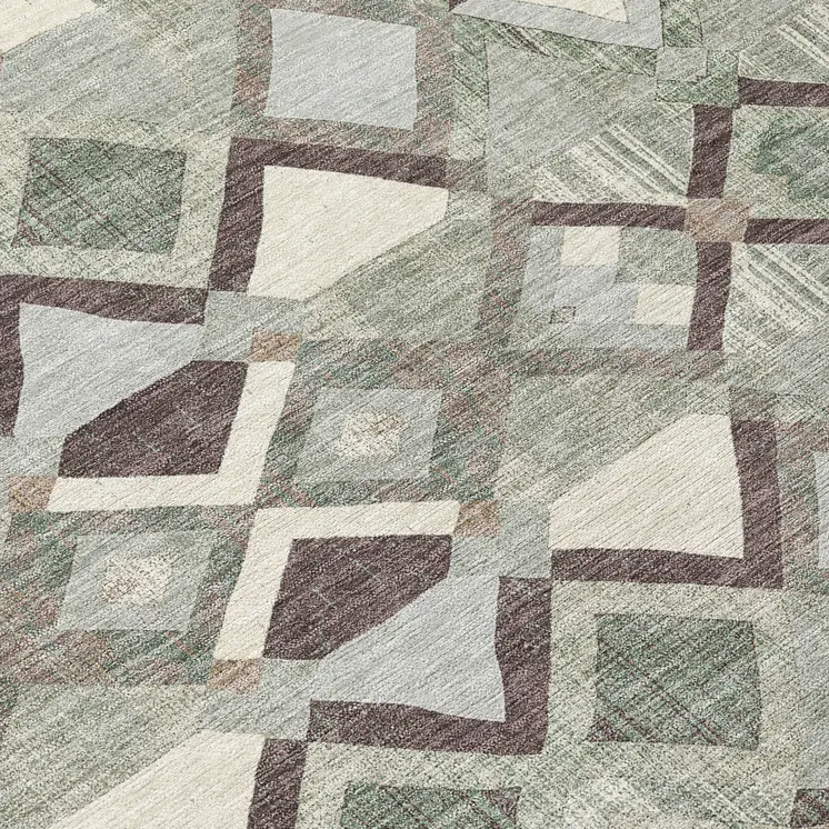 8' Sage And Off White Round Geometric Washable Indoor Outdoor Area Rug