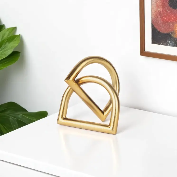 5" Gold Iron Abstract Tabletop Sculpture