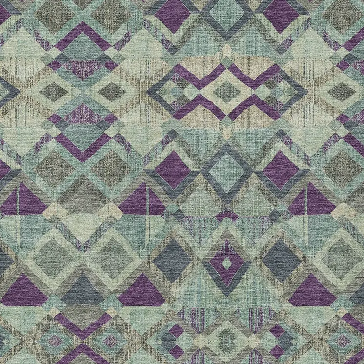 8' X 10' Blue And Purple Geometric Washable Indoor Outdoor Area Rug