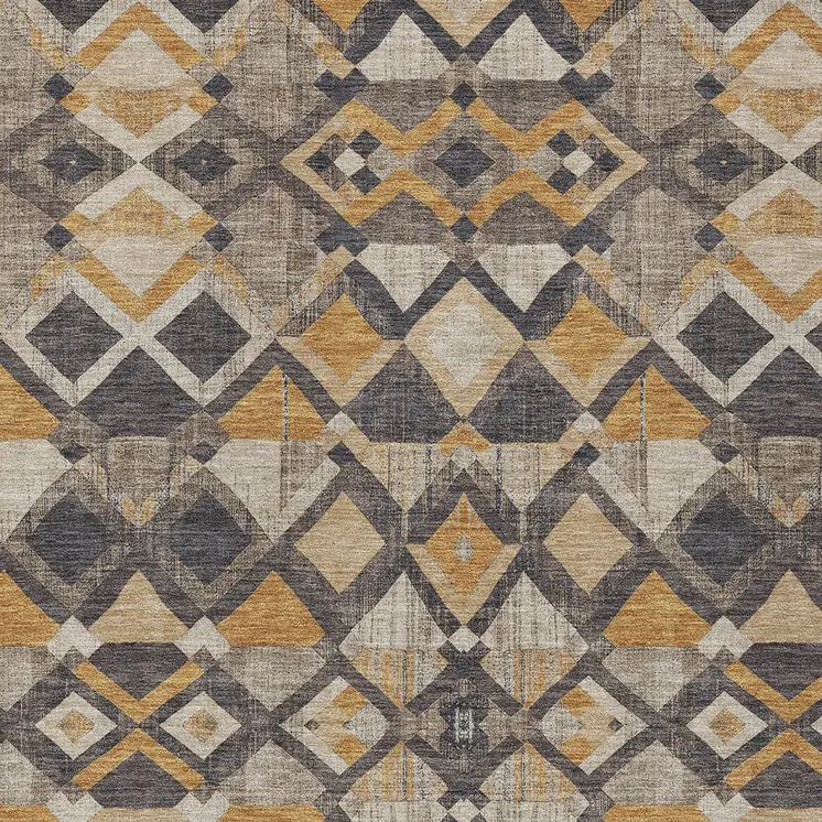 8' X 10' Wheat And Gold Geometric Washable Indoor Outdoor Area Rug