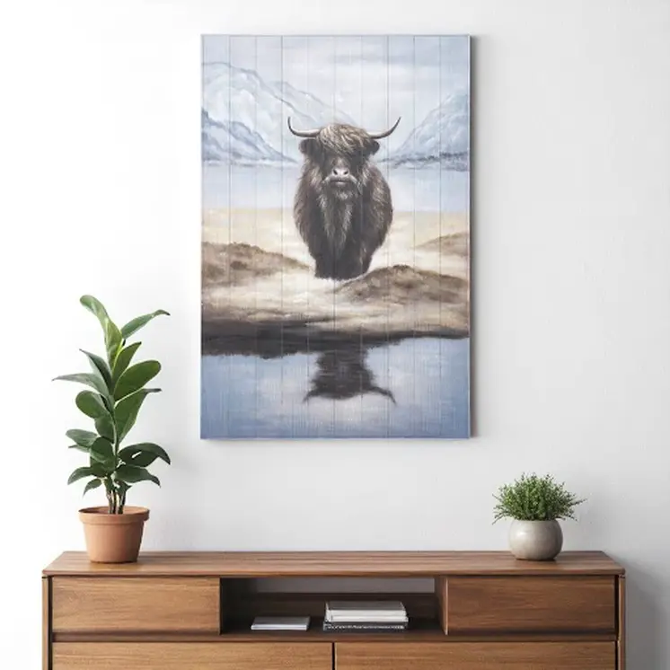 Wild Ox Distressed Unframed Painting Wall Art