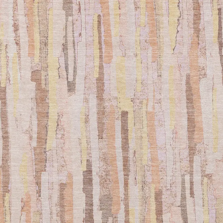 3' X 5' Pink And Beige Striped Washable Indoor Outdoor Area Rug