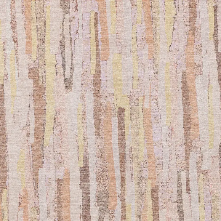 5' X 8' Pink And Beige Striped Washable Indoor Outdoor Area Rug