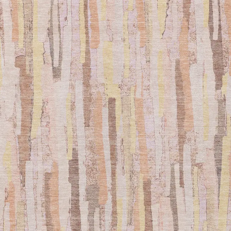 8' X 10' Pink And Beige Striped Washable Indoor Outdoor Area Rug
