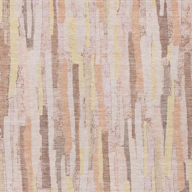 10' X 14' Pink And Beige Striped Washable Indoor Outdoor Area Rug